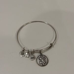 Alex and Ani Silver Puzxle Piece Charm Bangle Bracelet